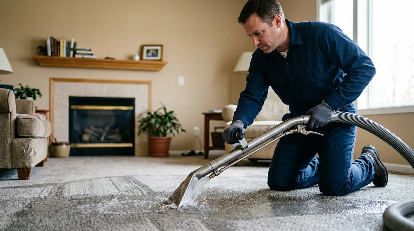 Water damage restoration technician working near Shelbyville, IN